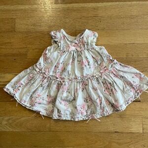 Easter Spring Baby Floral Dress Bows Butterflies Pink Roses 0-3M Lined Coquette